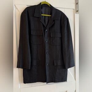 Women Classic Black 100% linen Military Jacket